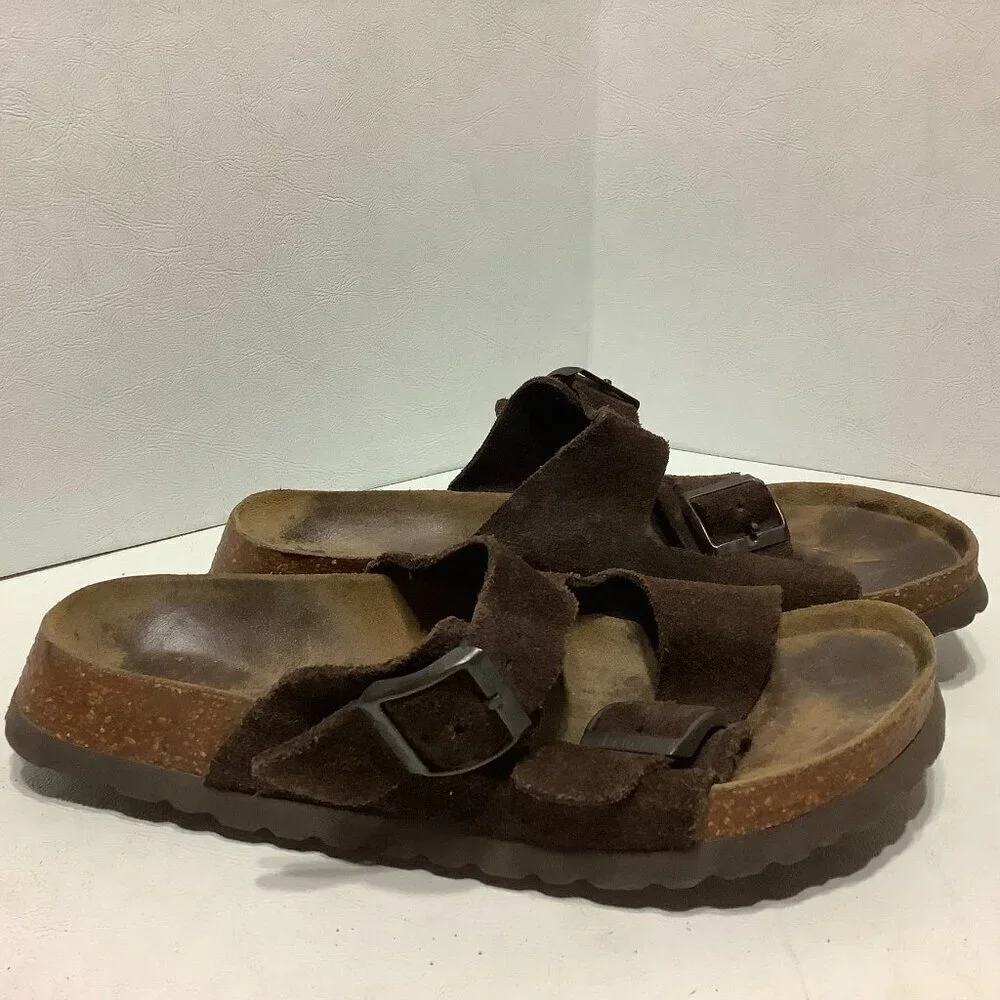 Betula Birkenstock Brown Suede Leather Arizona Sandals Size 245 Narrow Width - Picture 5 of 13